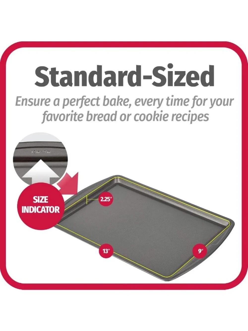Nonstick Baking Sheet Set - 3 Standard Cookie Pans, Scratch-Resistant, 13x9-Inch